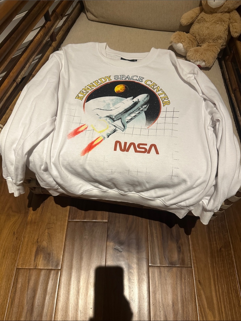 NASA Kennedy Space Center White Graphic Sweatshirt